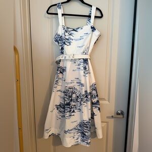 White House Black Market Blue and White Dress